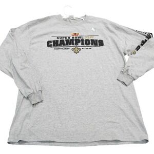 New Orleans Saints Super Bowl XLIV Champions Gray Long Sleeve Shirt Mens XL